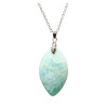 Pendentif Amazonite Navette 5 cm avec Chaîne Acier inox 40 + 4 cm