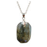 Pendentif Labradorite Rectangle 3 cm sur Chaîne Acier Inox 40 + 7 cm