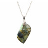 Pendentif Labradorite Rectangle 5 cm sur Chaîne Acier Inox 40 + 7 cm