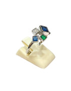 Bague Emeraude Saphir Zirconium Argent 925