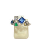 Bague Emeraude Saphir Zirconium Argent 925