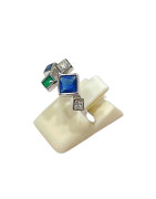 Bague Emeraude Saphir Zirconium Argent 925