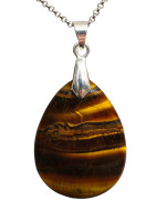 Pendentif Œil de Tigre Goutte 4 cm sur Chaîne Acier Inox 40 + 5 cm (2)