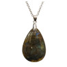 Pendentif Labradorite Goutte 5 cm avec Chaîne Acier Inox 44 + 7 cm