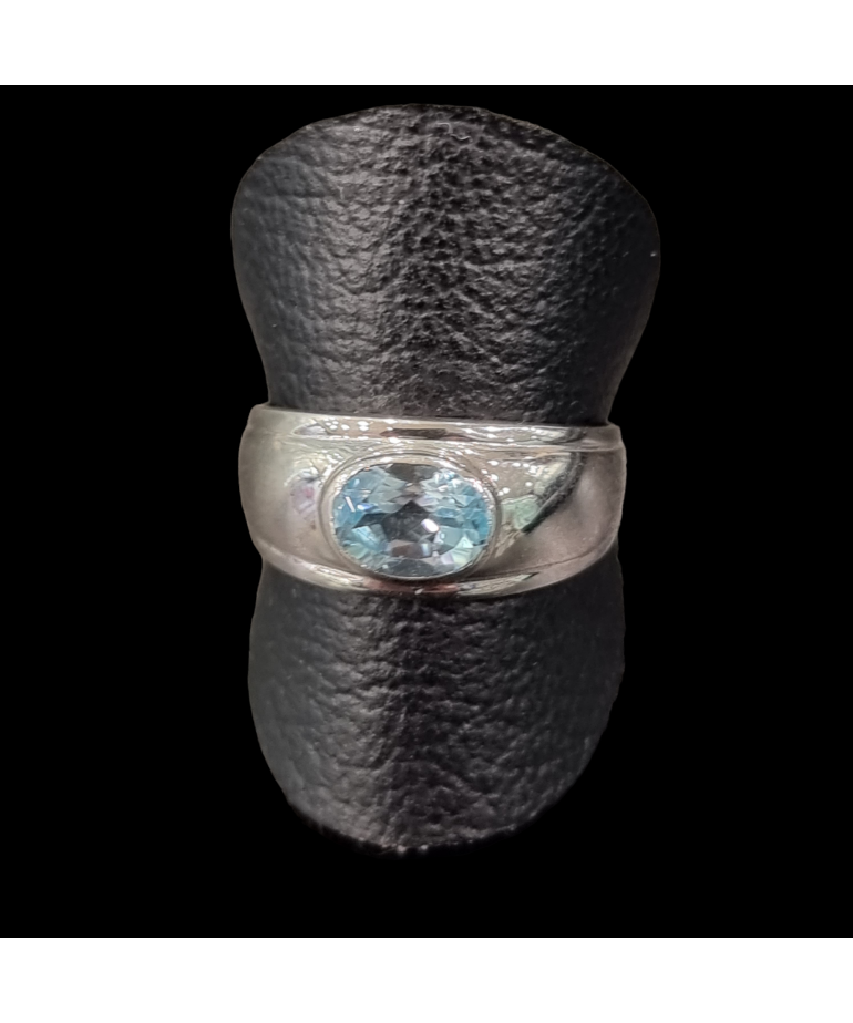 Bague Topaze bleue argent 925 Taille 58