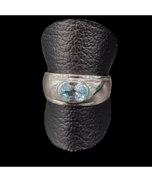 Bague Topaze bleue argent 925 Taille 58