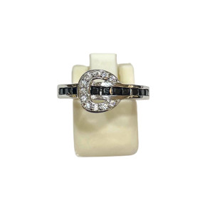 Bague Saphir Noir et Zirconium Argent 925