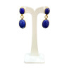 Boucles Lapis-Lazuli Cabochons Ovales 10 et 12mm Plaquée or à Poussettes
