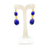 Boucles Lapis-Lazuli Cabochons Ovales 10 et 12mm Plaquée or Dormeuses