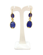 Boucles Lapis-Lazuli Cabochons Ovales 10 et 12mm Plaquée or Dormeuses