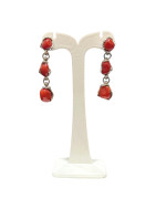 Boucles Corail Trois Pierres Roulées Argent 925