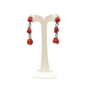 Boucles Corail Trois Pierres Roulées Argent 925
