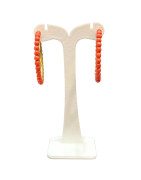 Boucles Corail Pierres Rondes 3mm Plaquées Or Demi Créole