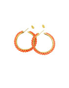 Boucles Corail Pierres Rondes 3mm Plaquées Or Demi Créole