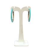 Boucles Turquoise Pierres Rondes 3mm Demi Créole Argent 925