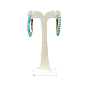 Boucles Turquoise Pierres Rondes 3mm Demi Créole Argent 925
