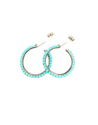 Boucles Turquoise Pierres Rondes 3mm Demi Créole Argent 925