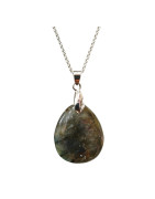 Pendentif Labradorite Goutte 3 cm avec Chaîne Acier Inox 40 + 5 cm