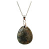 Pendentif Labradorite Goutte 3 cm avec Chaîne Acier Inox 40 + 5 cm