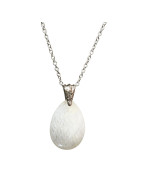 Pendentif Pierre de Lune Blanche Goutte 3 cm avec Chaîne Acier Inox 42 + 7 cm