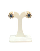 Boucles Saphir et Zirconium Fleur Plaquée Or