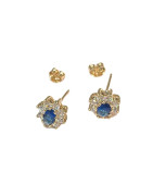 Boucles Saphir et Zirconium Fleur Plaquée Or