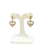 Boucles Zirconium Cœur Plaquées Or Pendantes