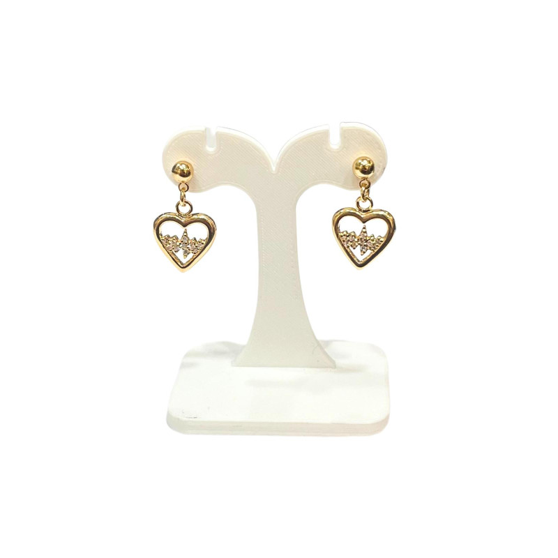Boucles Zirconium Cœur Plaquées Or Pendantes