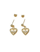 Boucles Zirconium Cœur Plaquées Or Pendantes