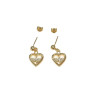 Boucles Zirconium Cœur Plaquées Or Pendantes