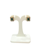 Boucles Emeraude Zirconium Carrées Plaquées Or