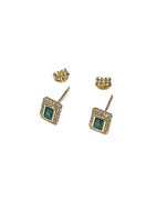 Boucles Emeraude Zirconium Carrées Plaquées Or