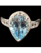 Bague Topaze bleue argent 925 Taille 58