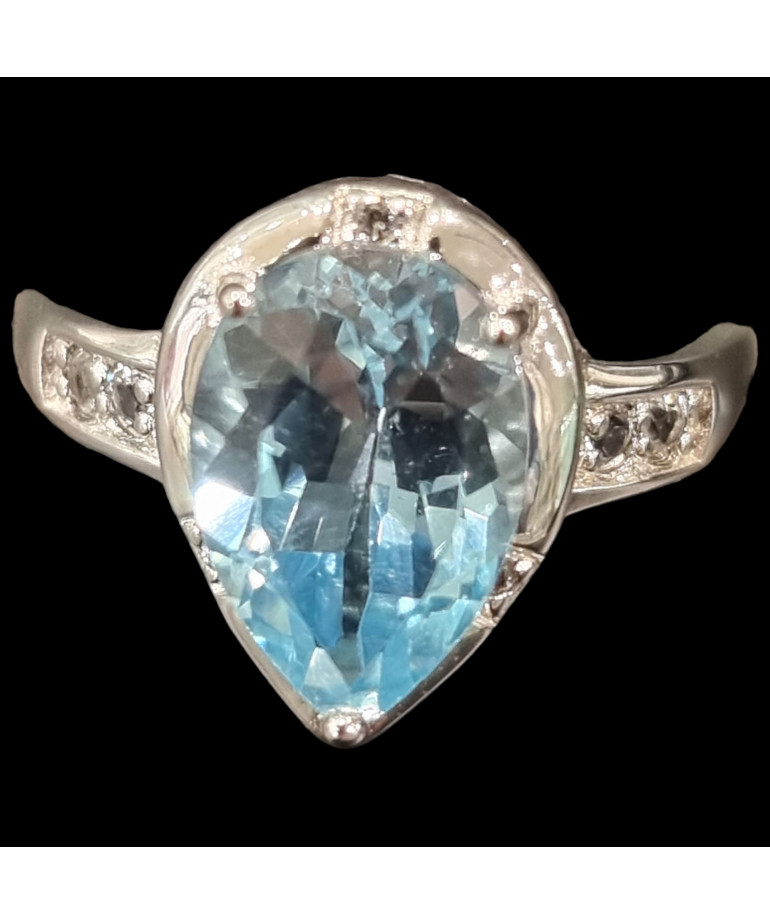 Bague Topaze bleue argent 925 Taille 58