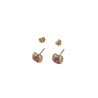 Boucles Rubis de Synthèse et Zirconium Fleur Plaquées Or