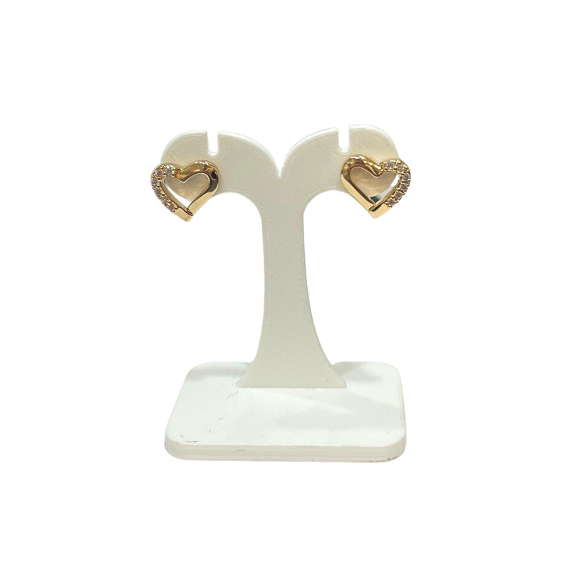 Boucles Cœur Zirconium Plaquées Or Clous