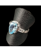 Bague Topaze bleue argent 925 Taille 58