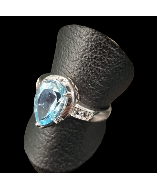 Bague Topaze bleue argent 925 Taille 58