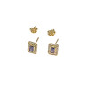 Boucles Améthyste et Zirconium Rectangulaires Plaquées Or