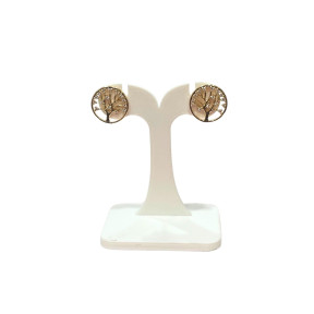 Boucles Zirconium Arbre de Vie Plaquées Or