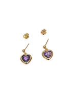 Boucles Améthyste Cœur Plaquées Or