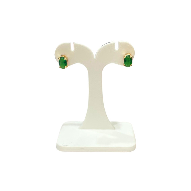 Boucles Emeraude de Synthèse Plaquées Or