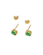 Boucles Emeraude de Synthèse Plaquées Or