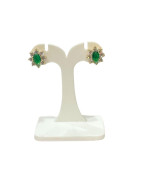 Boucles Emeraude de Synthèse et Zirconium Fleur Plaquées Or