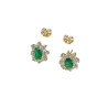 Boucles Emeraude de Synthèse et Zirconium Fleur Plaquées Or