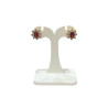 Boucles Rubis de Synthèse et Zirconium Fleur Plaquées Or
