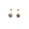 Boucles Rubis de Synthèse et Zirconium Fleur Plaquées Or