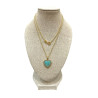 Pendentif Amazonite Cœur avec Chaîne 45cm Plaqué Or