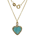 Pendentif Amazonite Cœur avec Chaîne 45cm Plaqué Or
