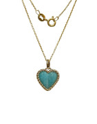 Pendentif Amazonite Cœur avec Chaîne 45cm Plaqué Or